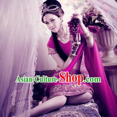 Traditional Ancient Indian Palace Sari Costumes, Indian Young Lady Belly Dance Dress for Women