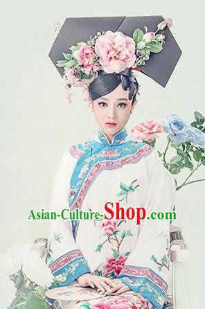 Traditional Ancient Chinese Imperial Consort Costume, Chinese Qing Dynasty Manchu Palace Lady Dress, Cosplay Chinese Manchu Minority Princess Clothing for Women