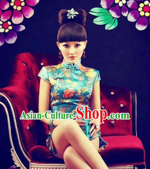 Traditional Ancient Chinese Young Women Cheongsam Dress, Republic of China Tangsuit Stand Collar Brocade Cheongsam for Women