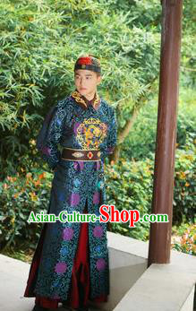 Traditional Ancient Chinese Qing Dynasty Imperial Prince Robes, Manchu Imperial Emperor Costumes for Men