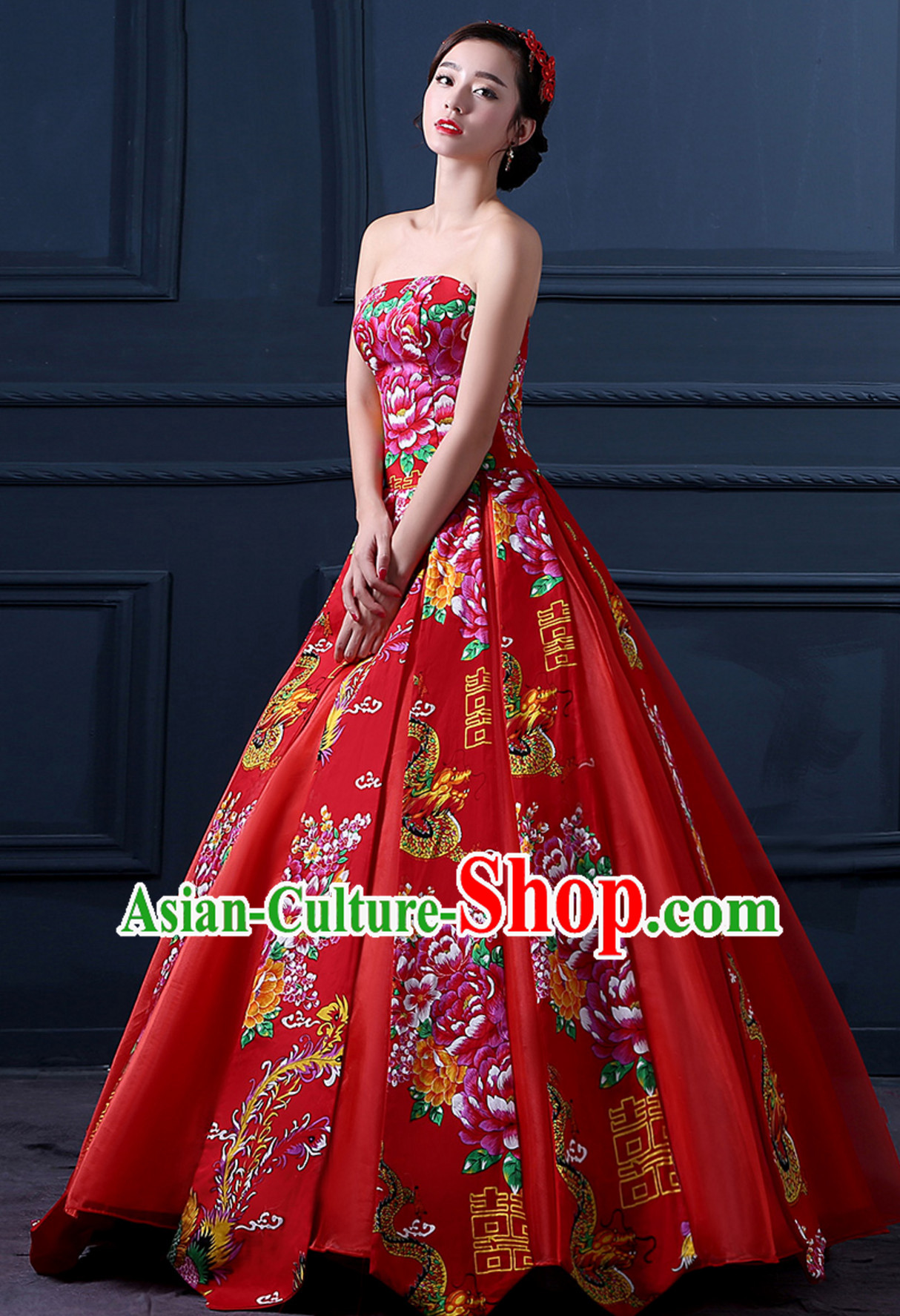 Supreme Chinese Stunning Made to Order Lucky Red Long Wedding Evening Dress