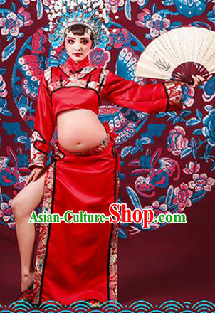 Traditional Ancient Chinese Peking Opera Costume, Chinese Han Dynasty Dance Dress, Cosplay Chinese Peri Imperial Empress Clothing for Pregnant Women