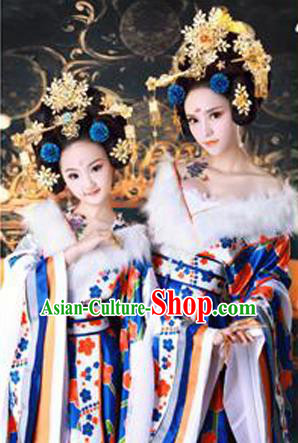 Traditional Ancient Chinese Imperial Empress Costume, Chinese Tang Dynasty Children Dance Dress, Cosplay Chinese Princess Clothing Hanfu for Kids