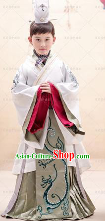 Traditional Ancient Chinese Han Dynasty Imperial Prince Robes, Imperial Emperor Boys Dragon Costumes for Kids