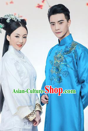 Traditional Ancient Chinese Lovers Costume, Chinese Republic of China Lovers Dress, Hanfu Clothing for Women for Men