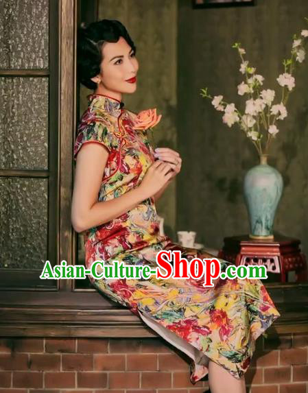 Traditional Chinese Female Costumes Chinese Classic Clothes Chinese Silk Shivering Cheongsam Tang Suits Dress for Women