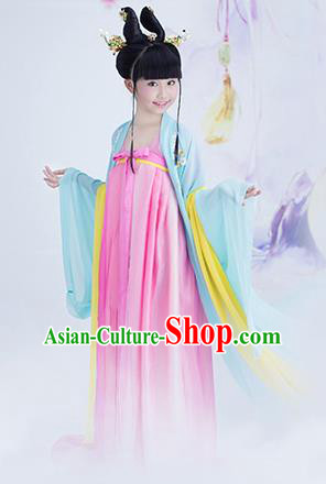 Traditional Chinese Princess Costume, Children Tang Dynasty Girl Dress, Chinese Tang Dynasty Costume for Kids