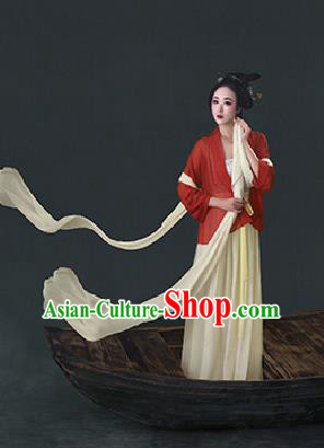 Traditional Ancient Chinese Imperial Emperess Costume, Chinese Han Dynasty Princess Ribbon Dress, Cosplay Chinese Peri Concubine Embroidered Hanfu Clothing for Women