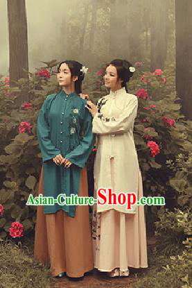 Traditional Ancient Chinese Costume Xiuhe Suit, Chinese Late Qing Dynasty Female Dress, Republic of China Embroidered Clothing for Women