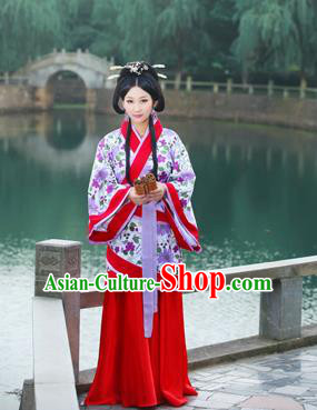 Traditional Ancient Chinese Imperial Emperess Cotton Costume, Chinese Han Dynasty Wedding Dress, Cosplay Chinese Peri Concubine Embroidered Hanfu Clothing for Women