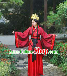 Traditional Ancient Chinese Imperial Emperess Cotton Costume, Chinese Han Dynasty Wedding Dress, Cosplay Chinese Peri Concubine Embroidered Hanfu Clothing for Women