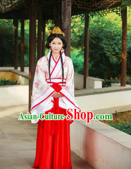 Traditional Ancient Chinese Imperial Emperess Cotton Costume, Chinese Han Dynasty Dress, Cosplay Chinese Peri Concubine Embroidered Hanfu Clothing for Women