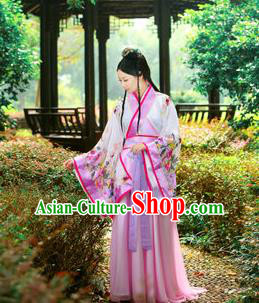 Traditional Ancient Chinese Imperial Emperess Costume, Chinese Han Dynasty Princess Young Lady Chiffon Dress, Cosplay Chinese Peri Concubine Hanfu Clothing for Women