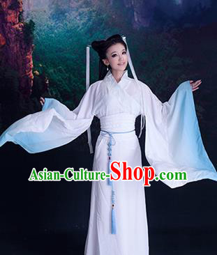 Traditional Ancient Chinese High-Grade Imperial Consort Costume, Chinese Han Dynasty Lady Elegant Dress, Cosplay Chinese Fairy Clothing White Hanfu for Women