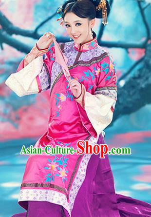 Traditional Ancient Chinese Imperial Princess Consort Costume, Chinese Qing Dynasty Young Lady Dress, Chinese Manchu Princess Clothing for Women