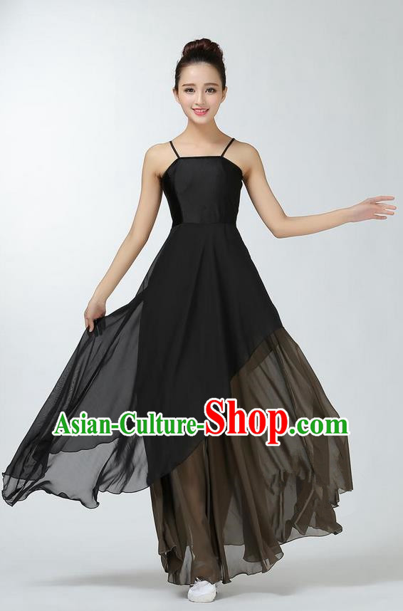 Traditional Modern Dancing Costume, Women Opening Classic Chorus Singing Group Dance Dress, Modern Dance Classic Ballet Dance Black Dress for Women