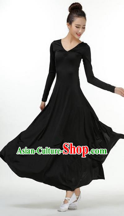 Traditional Modern Dancing Compere Costume, Women Opening Classic Chorus Singing Group Dance Dress, Modern Dance Classic Dance Black Dress for Women