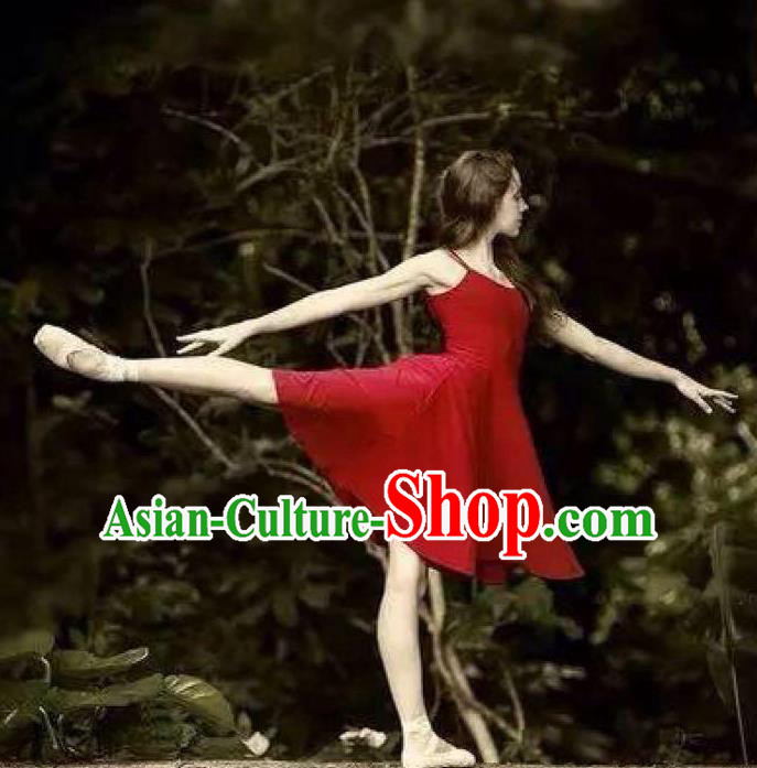 Traditional Modern Dancing Compere Costume, Women Opening Classic Chorus Singing Group Dance Dress, Modern Dance Classic Ballet Dance Red Dress for Women