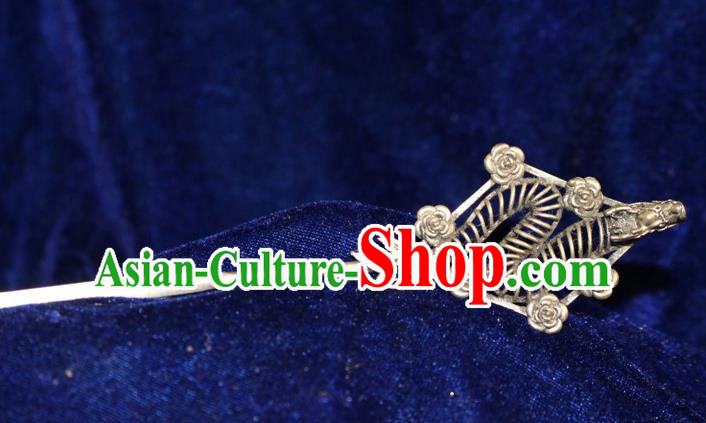 Traditional Chinese Miao Nationality Crafts Jewelry Accessory Hair Accessories, Hmong Handmade Miao Silver Palace Lady Hair Sticks Hair Claw, Miao Ethnic Minority Hair Fascinators Hairpins for Women