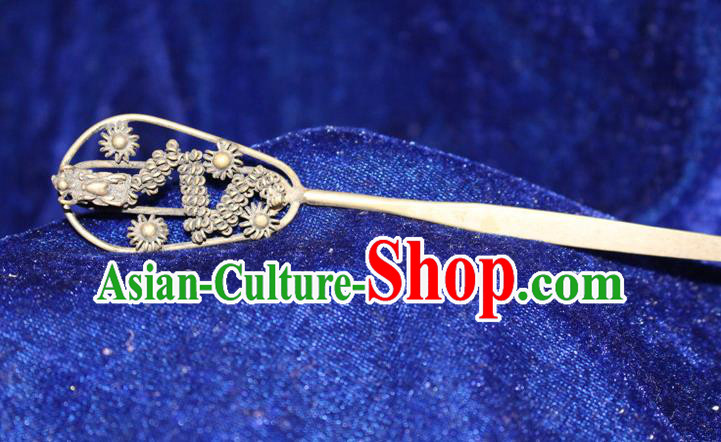 Traditional Chinese Miao Nationality Crafts Jewelry Accessory Hair Accessories, Hmong Handmade Miao Silver Dragon Palace Lady Hair Sticks Hair Claw, Miao Ethnic Minority Hair Fascinators Hairpins for Women