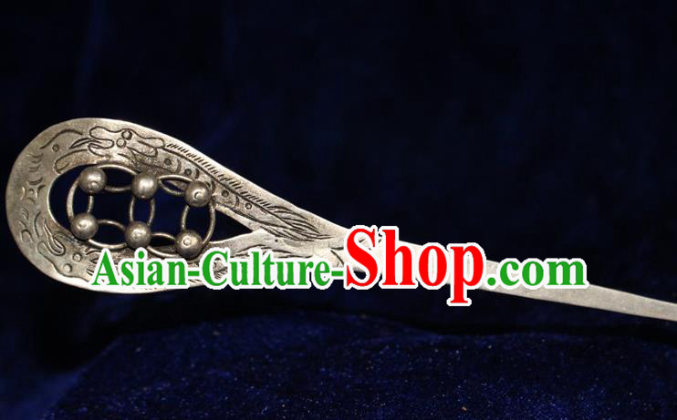 Traditional Chinese Miao Nationality Crafts Jewelry Accessory Classical Hair Accessories, Hmong Handmade Miao Silver Palace Lady Hair Sticks Hair Claw, Miao Ethnic Minority Hair Fascinators Hairpins for Women