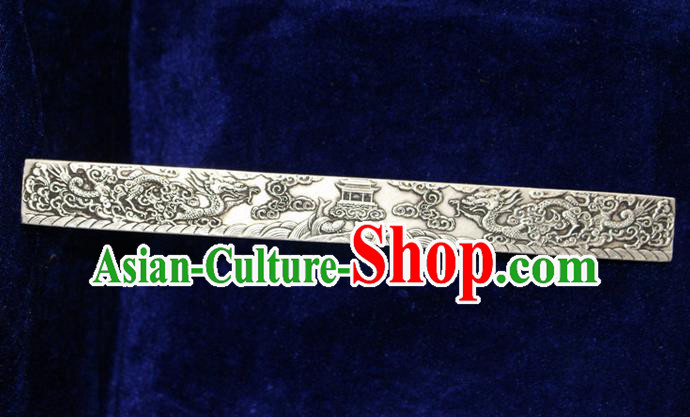 Traditional Chinese Miao Nationality Crafts Accessory, Hmong Handmade Miao Silver Dragon Paper Weight, Miao Ethnic Minority Palace Silver Paperweight