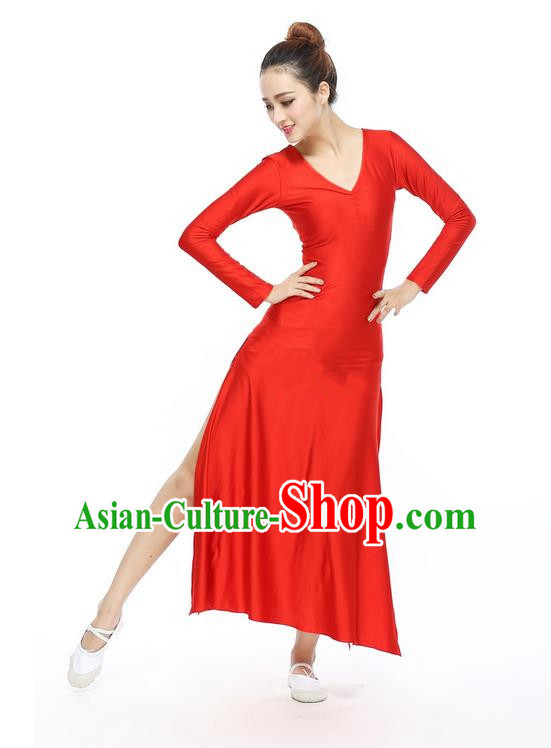 Traditional Modern Dancing Compere Costume, Women Opening Classic Chorus Singing Group Dance Dress, Modern Dance Classic Ballet Dance Red Dress for Women