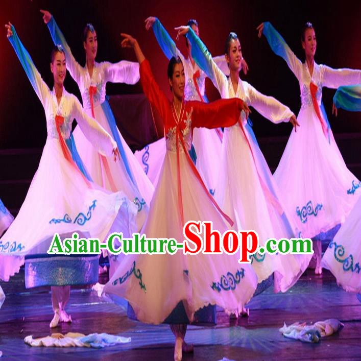 Traditional Chinese Korean Nationality Dancing Costume, Folk Dance Ethnic Koreans Dress Palace Princess Uniform, Chinese Koreans Minority Nationality Dancing Clothing for Women