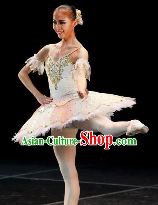 Traditional Modern Dancing Compere Costume, Opening Classic Chorus Singing Group Dance Bubble Dress Tu Tu Dancewear, Modern Dance Classic Ballet Dance White Veil Dress for Women