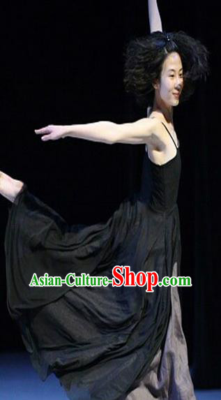 Traditional Modern Dancing Compere Costume, Opening Classic Chorus Singing Group Dance Dress Tu Tu Dancewear, Modern Dance Classic Ballet Dance Black Elegant Dress for Women