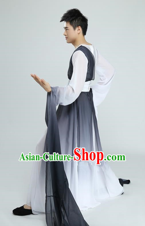 Traditional Chinese Ancient Water Sleeve Costume, Folk Dance Kung fu Performance Uniforms, Classic Dance Martial Art Elegant Clothing for Men