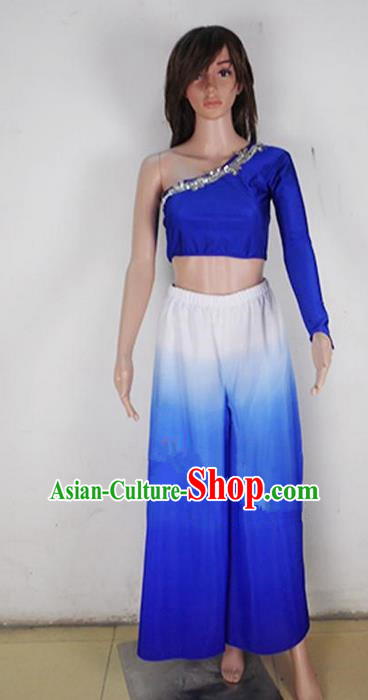 Traditional Modern Dancing Costume, Female Opening Classic Chorus Singing Group Dance Blue Dress Performance Dancewear, Modern Dance Dress Classic Latin Dance Elegant Clothing for Women