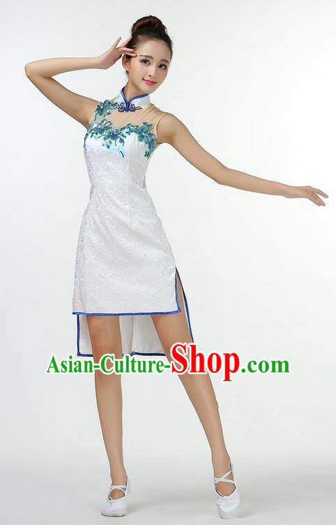 Traditional Modern Dancing Costume, Chinese Style Opening Classic Chorus Singing Group Dance Cheongsam Dress, Modern Dance Classic Ballet Dance Latin Dance Dress for Women