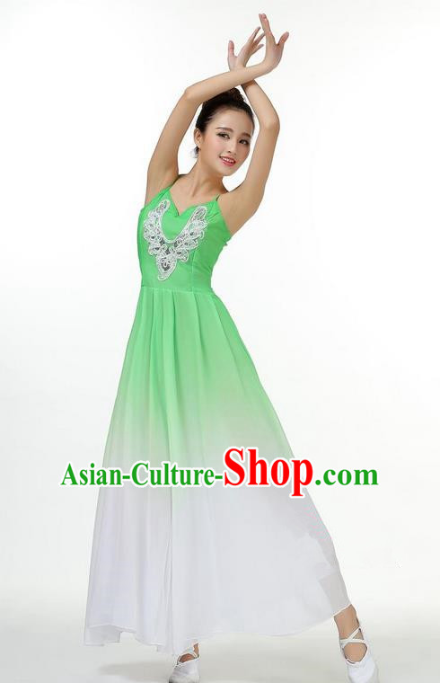 Traditional Modern Dancing Costume, Opening Classic Chorus Singing Group Dance Big Swing Green Dress, Modern Dance Classic Ballet Dance Latin Dance Dress for Women