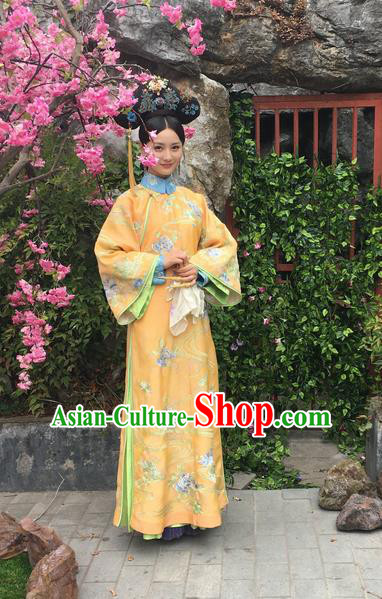 Traditional Ancient Chinese Imperial Empress Costume, Chinese Qing Dynasty Manchu Palace Queen Dress, Chinese Legend of Dragon Ball Mandarin Fermale Robes, Ancient China Imperial Concubine Embroidered Clothing for Women