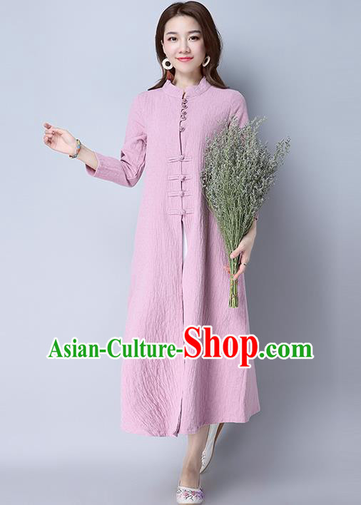 Traditional Ancient Chinese National Costume, Elegant Hanfu Two Piece Dress, China National Minority Tang Suit Cheongsam Upper Outer Garment Pink Dress Clothing for Women