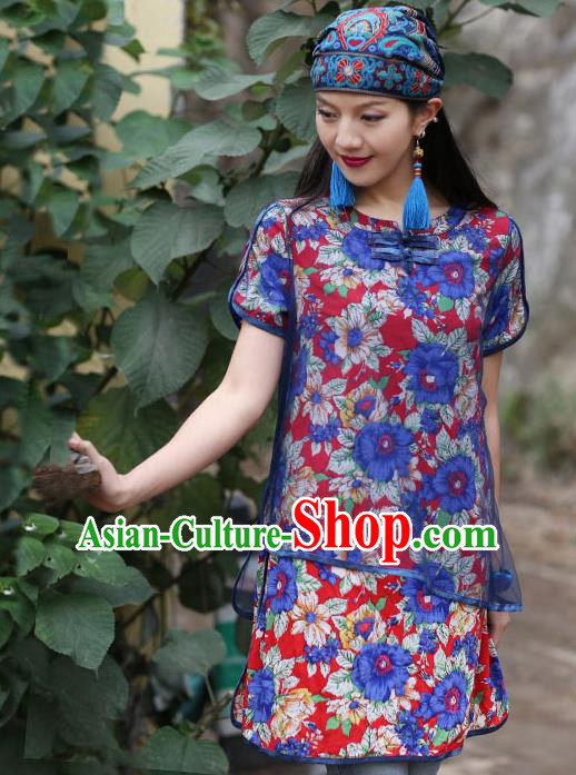 Traditional Chinese National Embroidered Crafts Headgear, China National Minority Handmade Embroidered Blue Hat for Women