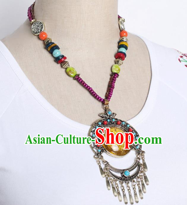 Traditional Chinese Miao Nationality Crafts, Hmong Handmade Tassel Pendant, Miao Ethnic Minority Necklace Accessories Pendant for Women