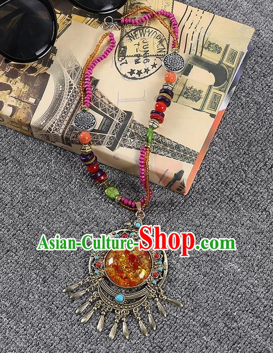 Traditional Chinese Miao Nationality Crafts, Hmong Handmade Tassel Pendant, Miao Ethnic Minority Necklace Accessories Pendant for Women