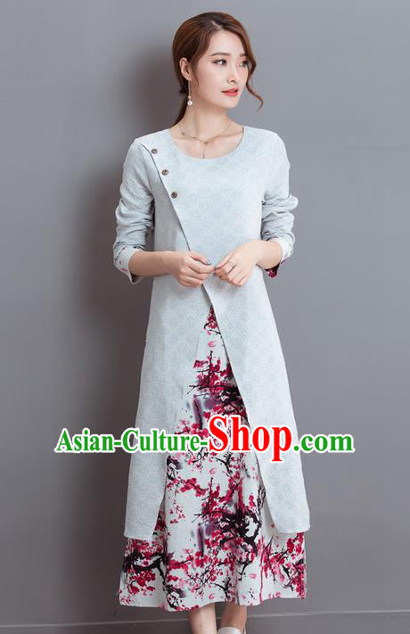 Traditional Ancient Chinese National Costume, Elegant Hanfu Round Collar Qipao Dress, China Tang Suit Cheongsam Upper Outer Garment Elegant Dress Clothing for Women