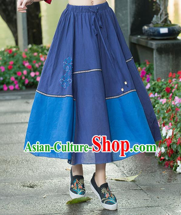 Traditional Ancient Chinese National Pleated Skirt Costume, Elegant Hanfu Embroidered Dress, China Tang Suit National Minority Retro Bust Skirt for Women