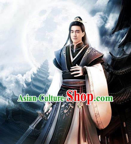 Traditional Ancient Chinese Elegant Swordsman Costume, Chinese Western Wei Dynasty Jiang Hu Swordsman Robe, Cosplay Princess Agents  Nobility Childe Chinese Kawaler Hanfu Clothing for Men