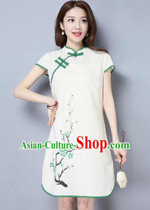 Traditional Ancient Chinese National Costume, Elegant Hanfu Mandarin Qipao Brocade Dress, China Tang Suit Chirpaur Republic of China Cheongsam Upper Outer Garment Elegant Dress Clothing for Women