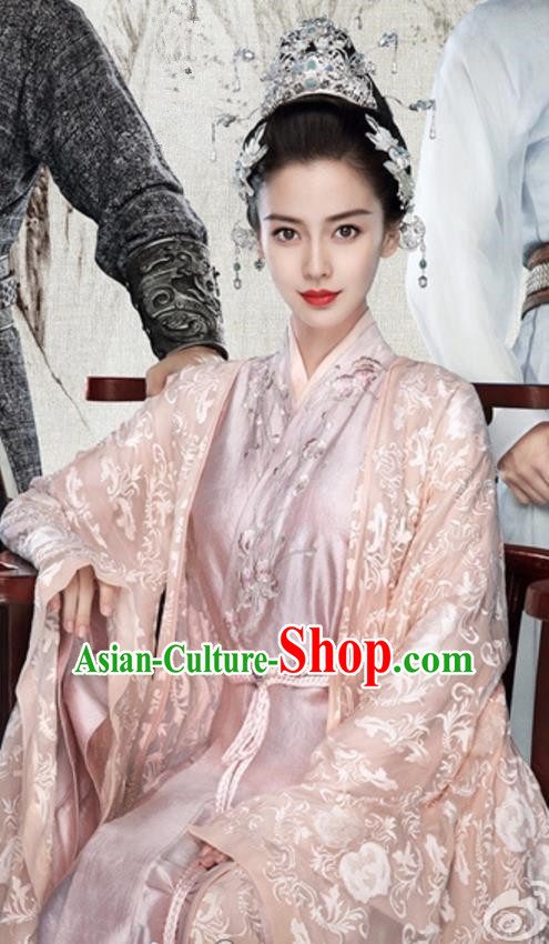 Traditional Ancient Chinese Imperial Concubine Costume, Chinese Warring States Period Imperial Princess Fairy Elegant Dress, Cosplay Imperial Consort Chinese Nobility Hanfu Tailing Embroidered Clothing for Women