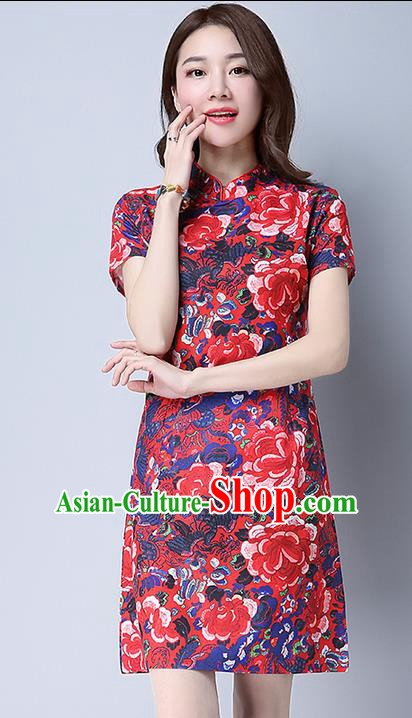 Traditional Ancient Chinese National Costume, Elegant Hanfu Mandarin Qipao Dress, China Tang Suit Chirpaur Republic of China Cheongsam Upper Outer Garment Elegant Dress Clothing for Women