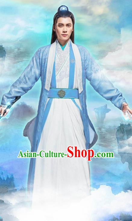 Traditional Ancient Chinese Swordsman Costume, Chinese Han Dynasty Jiang Hu Swordsman Robe, Cosplay Imperial Prince Chinese Bladesman Dandies Hanfu Embroidery Clothing for Men