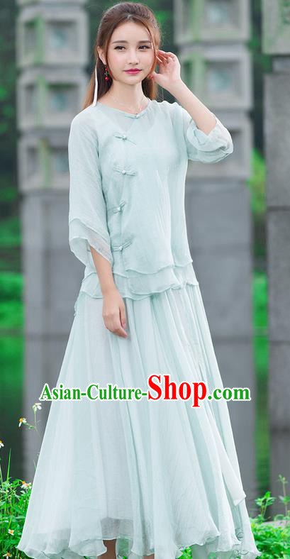 Traditional Ancient Chinese National Pleated Skirt Costume, Elegant Hanfu Chiffon Long Dress, China Tang Dynasty Bust Skirt for Women