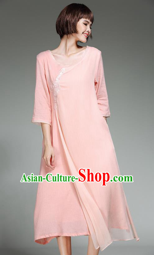 Traditional Ancient Chinese Costume, Elegant Hanfu Clothing Pink Dress, China Tang Suit Long Dress for Women