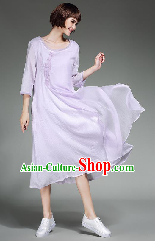 Traditional Ancient Chinese Costume, Elegant Hanfu Clothing Purple Dress, China Tang Suit Long Dress for Women