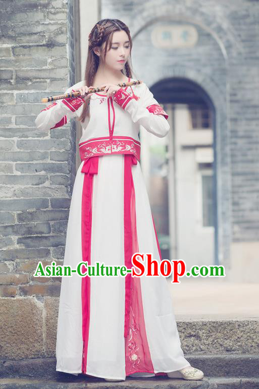 Traditional Ancient Chinese Costume, Elegant Hanfu Clothing Embroidered Blouse and Dress, China Tang Dynasty Princess Elegant Blouse and Skirt Complete Set for Women